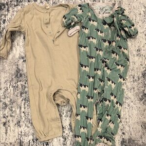 Quincy Mae Tan and Green Kids Pajama Footies